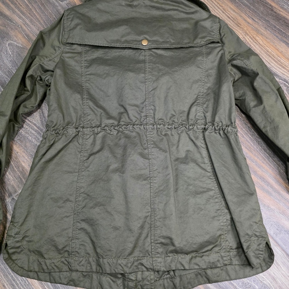 Loft Olive Green Utility Jacket‎ Drawstring Waist Cargo Pockets Women's Small - Picture 6 of 11